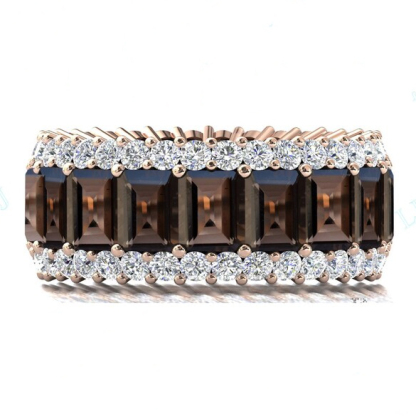Sotiya Chocolate Emerald Cut Eternity Ring Sterling Silver-Sotiya