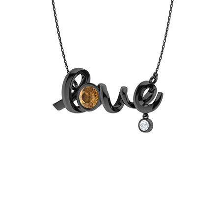 Sotiya Love Letter Round Cut Coffee Necklace Sterling Silver-Sotiya