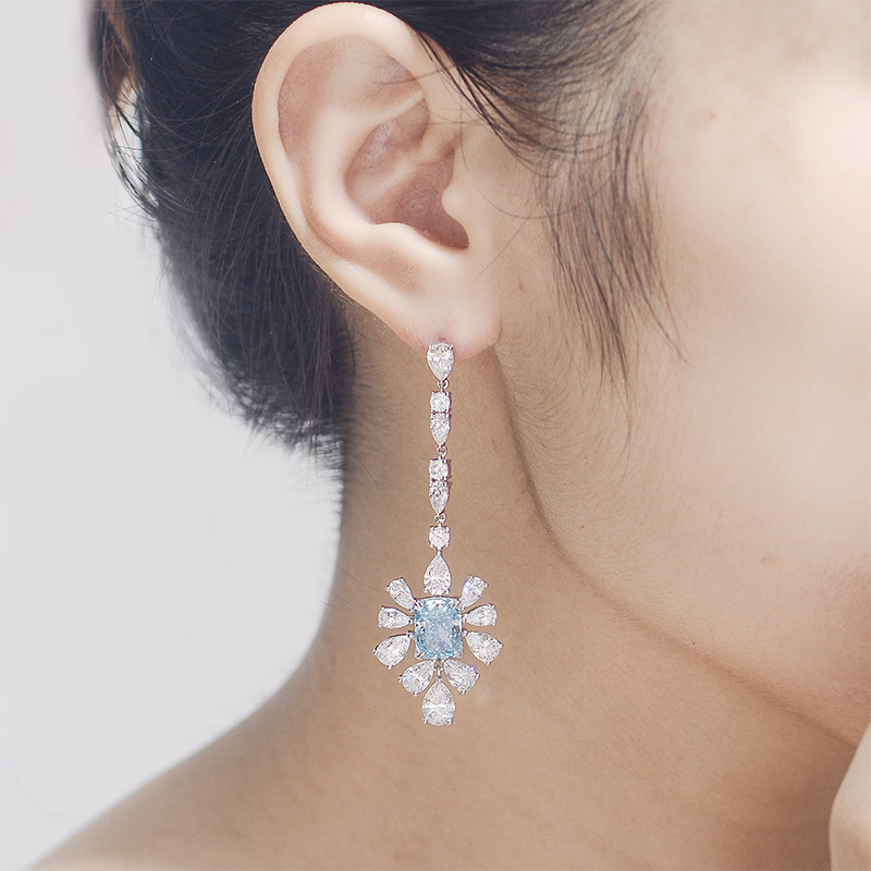 Sotiya Radiant Cut Snowflake Cluster Chandelier Earrings High-carbon Zircon Sterling Silver-Sotiya