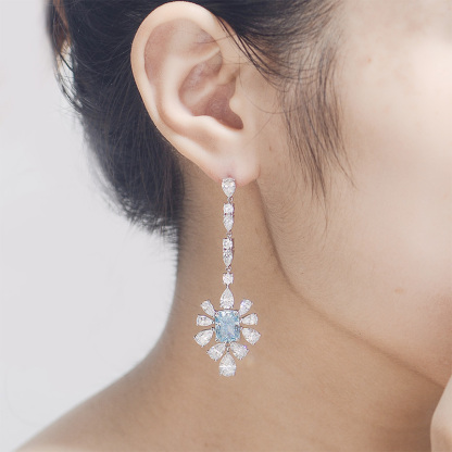 Sotiya Radiant Cut Snowflake Cluster Chandelier Earrings High-carbon Zircon Sterling Silver-Sotiya