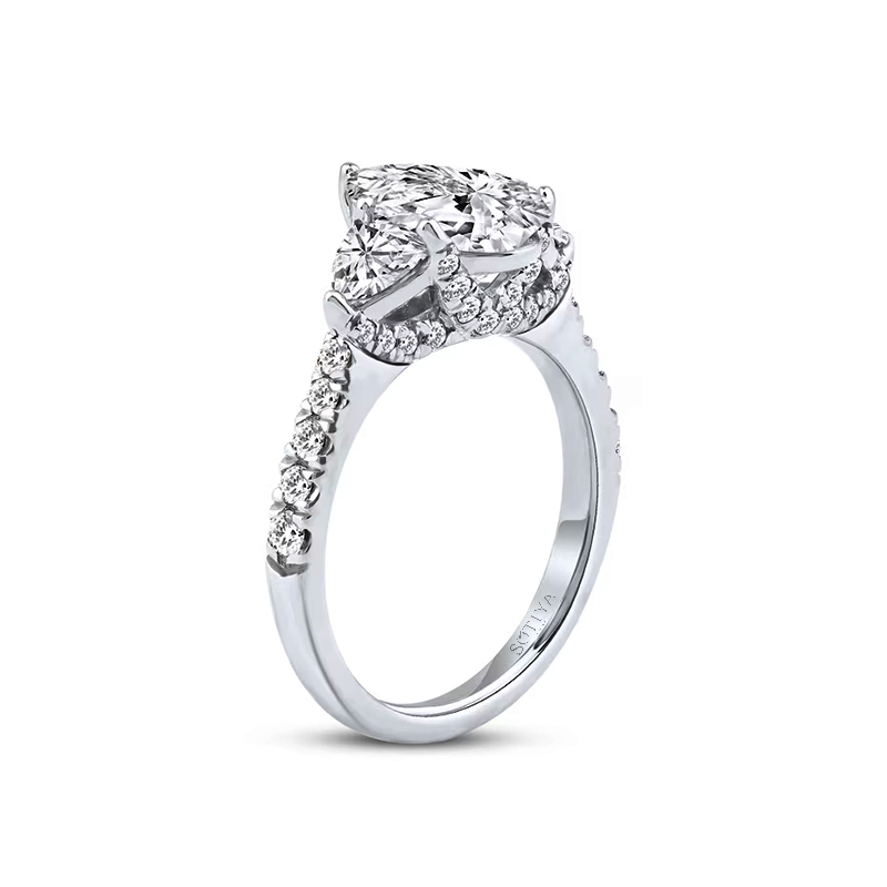 Sotiya Three Stone Pear Cut Engagement Ring Sterling Silver
