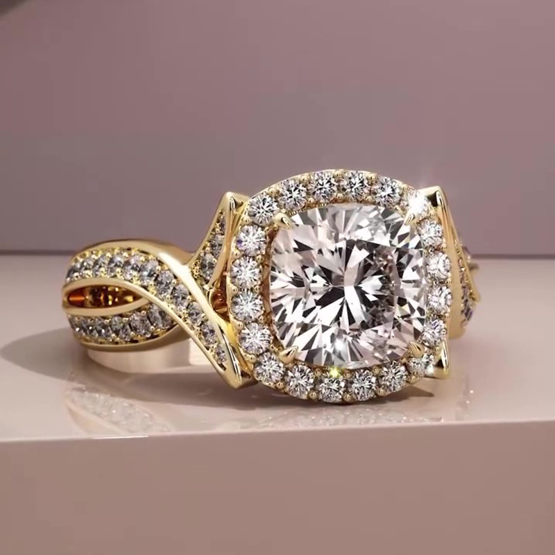 Sotiya Twist Halo Cathedral Cushion Cut Engagement Ring Sterling Silver-Sotiya