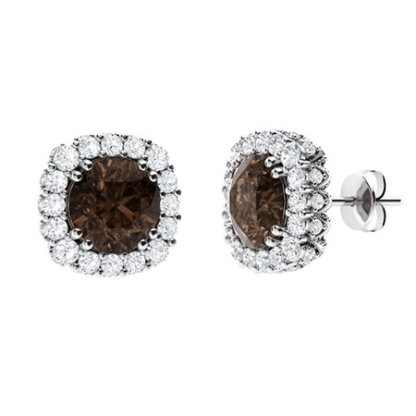 Sotiya Coffee Round Cut Halo Stud Earrings Sterling Silver-Sotiya
