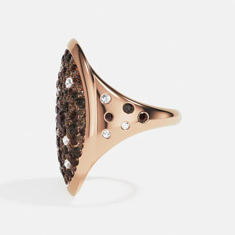 Sotiya Wide Band Coffee Cocktail Ring Sterling Silver-Sotiya