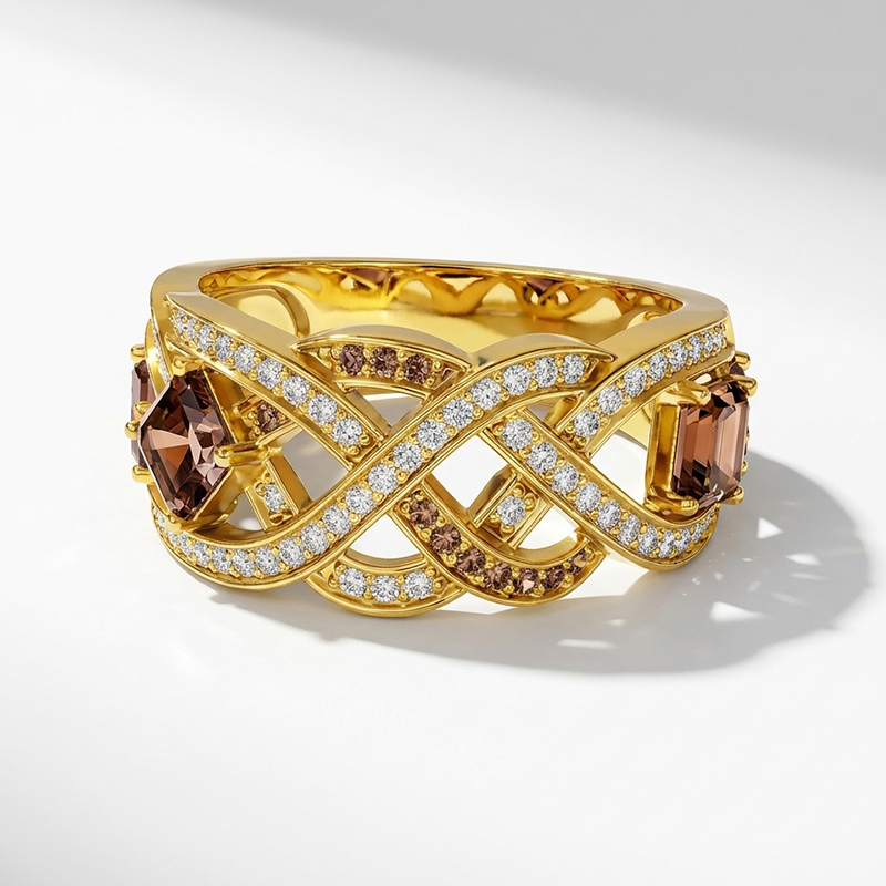 Sotiya Intertwined Knot Coffee Women's Wedding Ring Sterling Silver-Sotiya