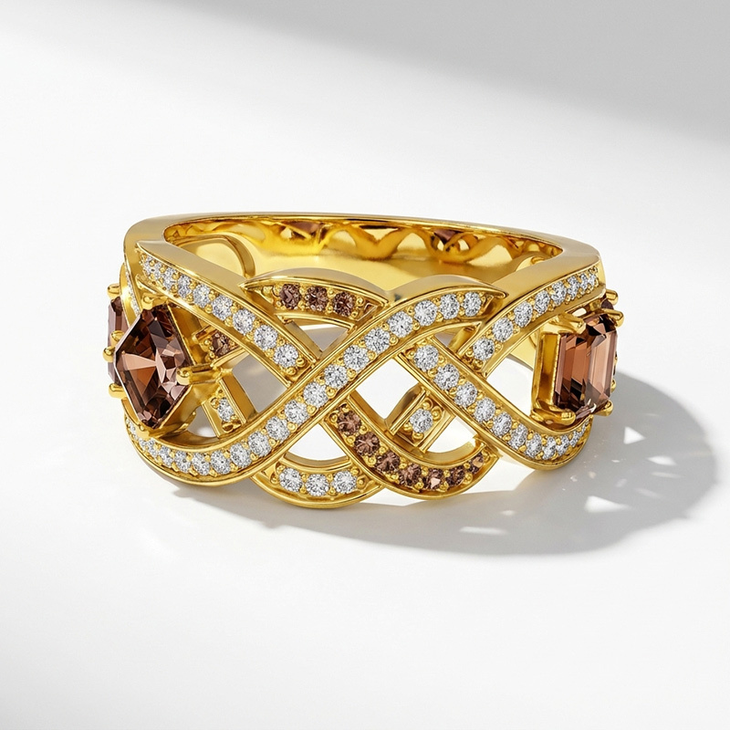 Sotiya Intertwined Knot Coffee Women's Wedding Ring Sterling Silver-Sotiya