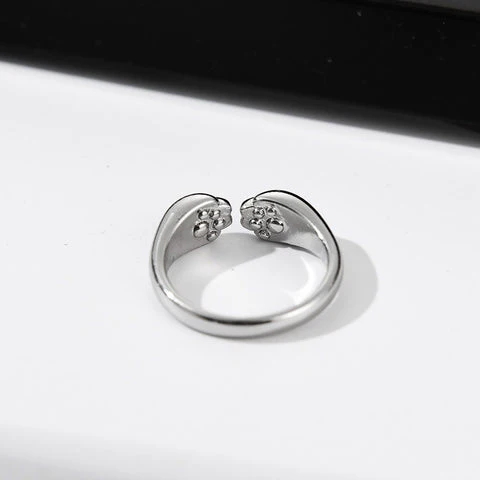 Sotiya Pet Dog Cat Paw Print Hug Open Ring Sterling Silver-Sotiya