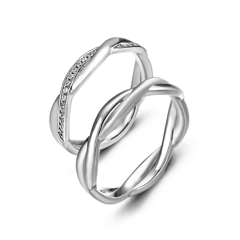Sotiya Twist Couple Rings Sterling Silver-Sotiya
