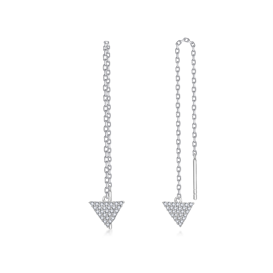 Sotiya Triangle Design Moissanite Threader Earrings Sterling Silver-Sotiya