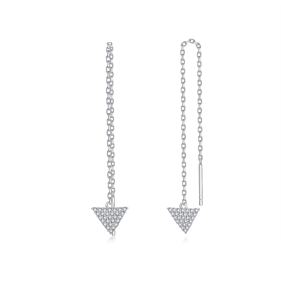 Sotiya Triangle Design Moissanite Threader Earrings Sterling Silver-Sotiya