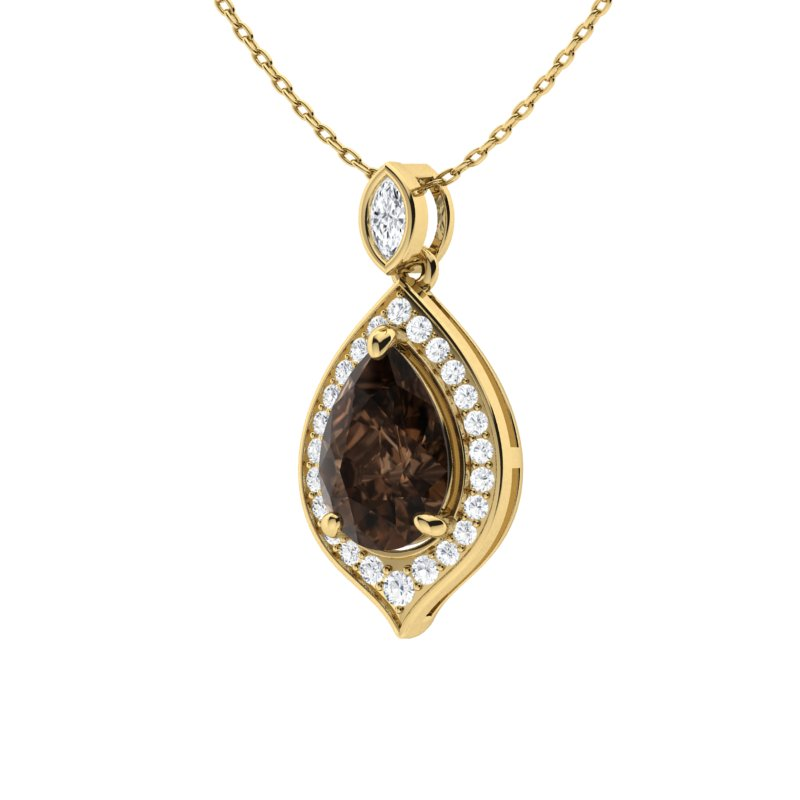 Sotiya Coffee Pear Cut Cat's Eye Halo Necklace Sterling Silver-Sotiya