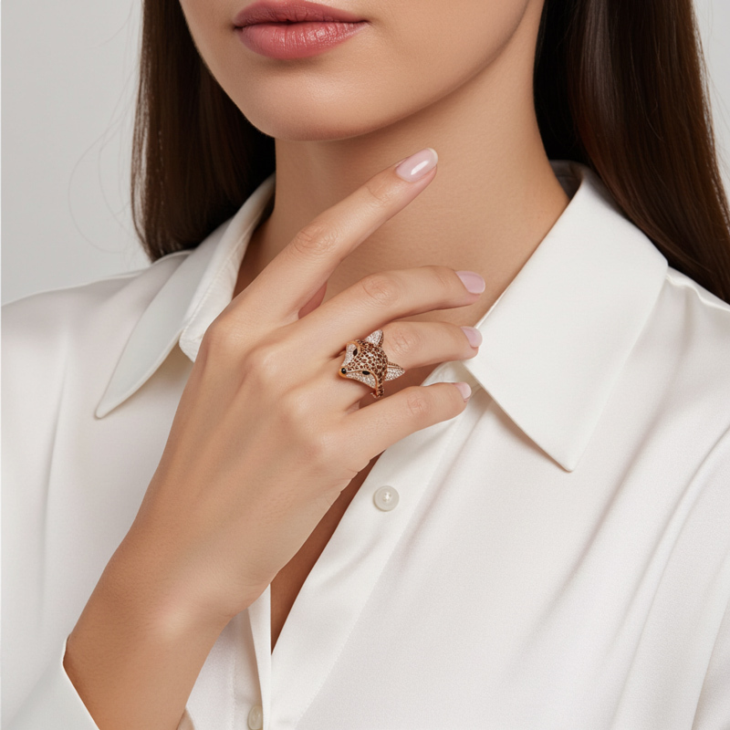 Sotiya Animal City Fox Design Coffee Cocktail Ring-Sotiya