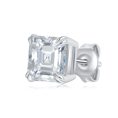 Sotiya Solitaire Asscher Cut Moissanite Stud Earrings Sterling Silver-Sotiya