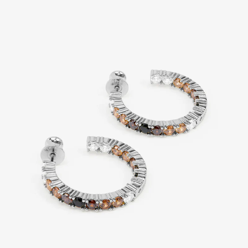 Sotiya Coffee Brown Ombre Hoop Earrings Sterling Silver-Sotiya