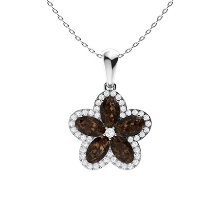 Sotiya Coffee Oval Cut Flower Halo Necklace Sterling Silver-Sotiya