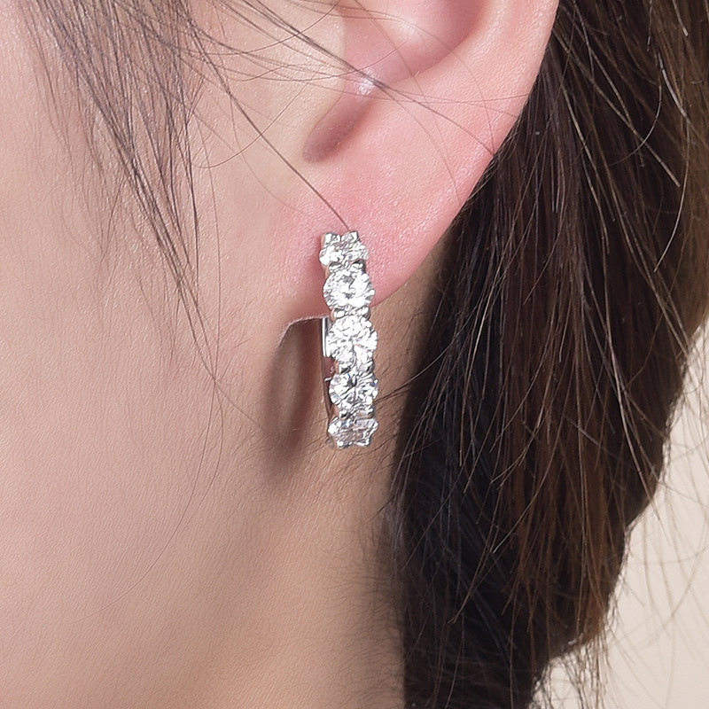 Sotiya Simple Round Cut Moissanite Hoop Earrings Sterling Silver-Sotiya