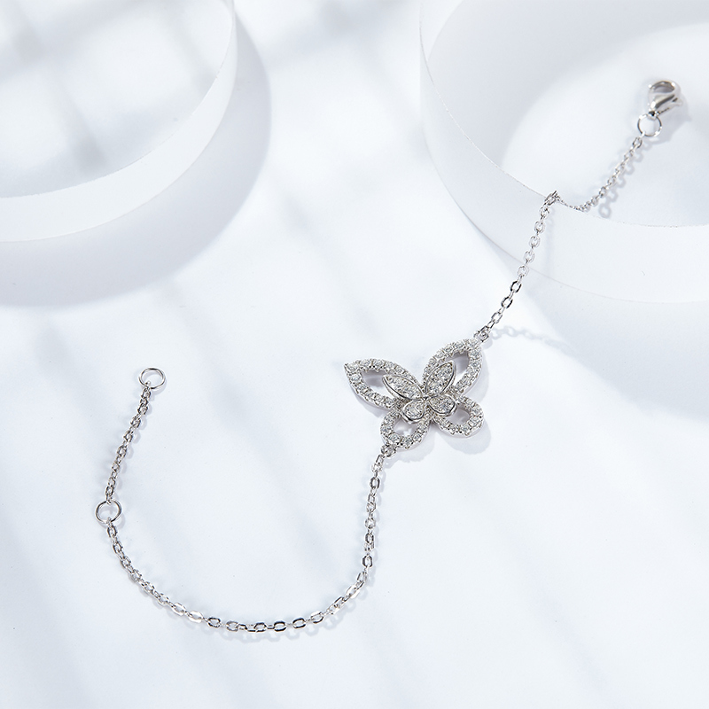 Sotiya Hollow Butterfly Round Cut Moissanite Bracelet Sterling Silver-Sotiya