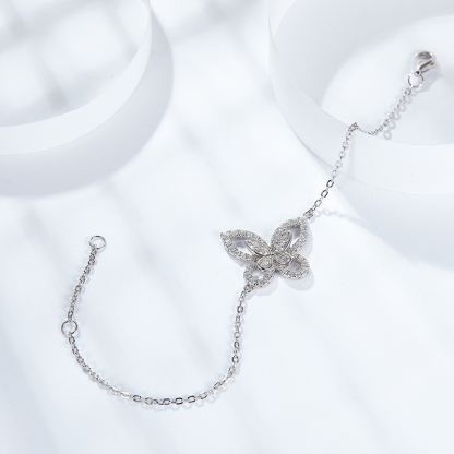 Sotiya Hollow Butterfly Round Cut Moissanite Bracelet Sterling Silver-Sotiya