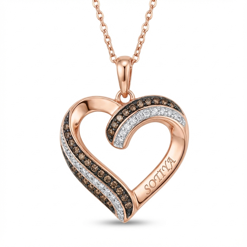 Sotiya Heart Shaped Coffee Personalized Name Necklace Sterling Silver-Sotiya