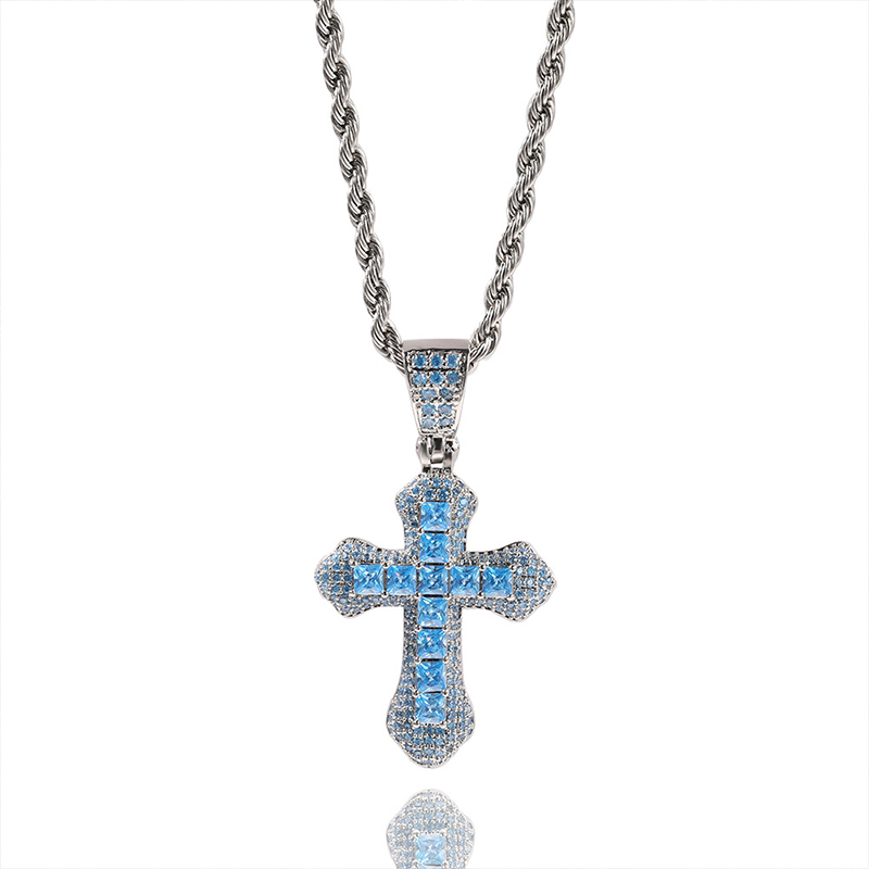 Sotiya Cross Design Faith Radiant Cut Men's Necklace-Sotiya