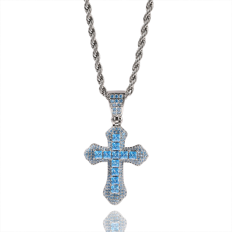 Sotiya Cross Design Faith Radiant Cut Men's Necklace-Sotiya