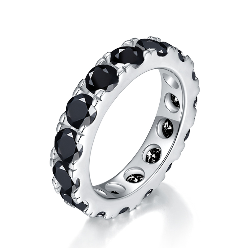 Sotiya Simple Round Cut Moissanite Eternity Ring Sterling Silver-Sotiya