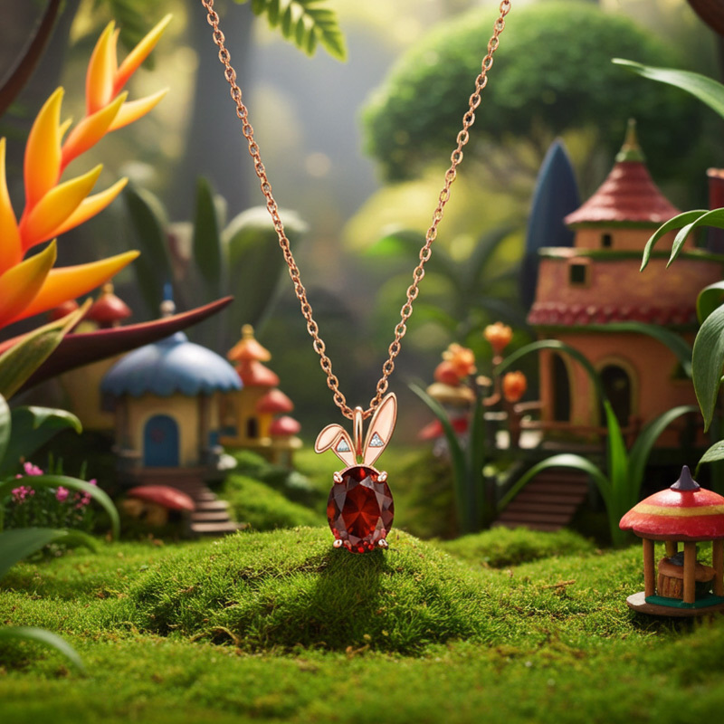 Sotiya Animal City Bunny Inspired Oval Cut Coffee Necklace Sterling Silver-Sotiya