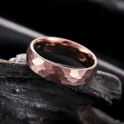 Sotiya Tungsten Coffee Plated Brown Hammered Design Men's Wedding Ring-Sotiya