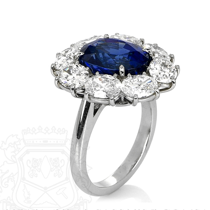 Sotiya Halo Oval Cut Blue Sapphire Engagement Ring Sterling Silver-Sotiya