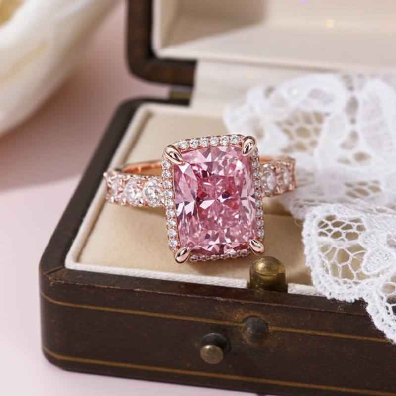 Sotiya Double Halo Sidestone Radiant Cut Engagement Ring Sterling Silver-Sotiya