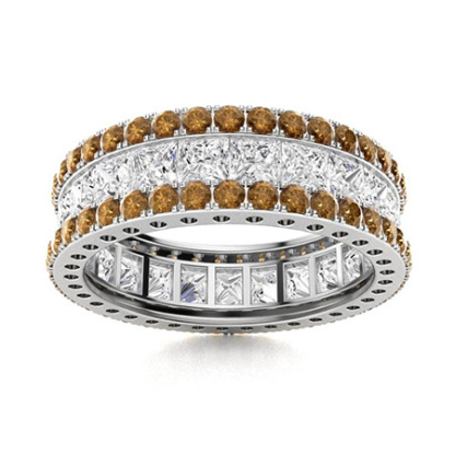 Sotiya Princess Cut Coffee Eternity Ring Sterling Silver-Sotiya