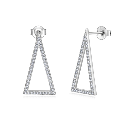 Sotiya Hollow Triangle Design Moissanite Drop Earrings Sterling Silver-Sotiya
