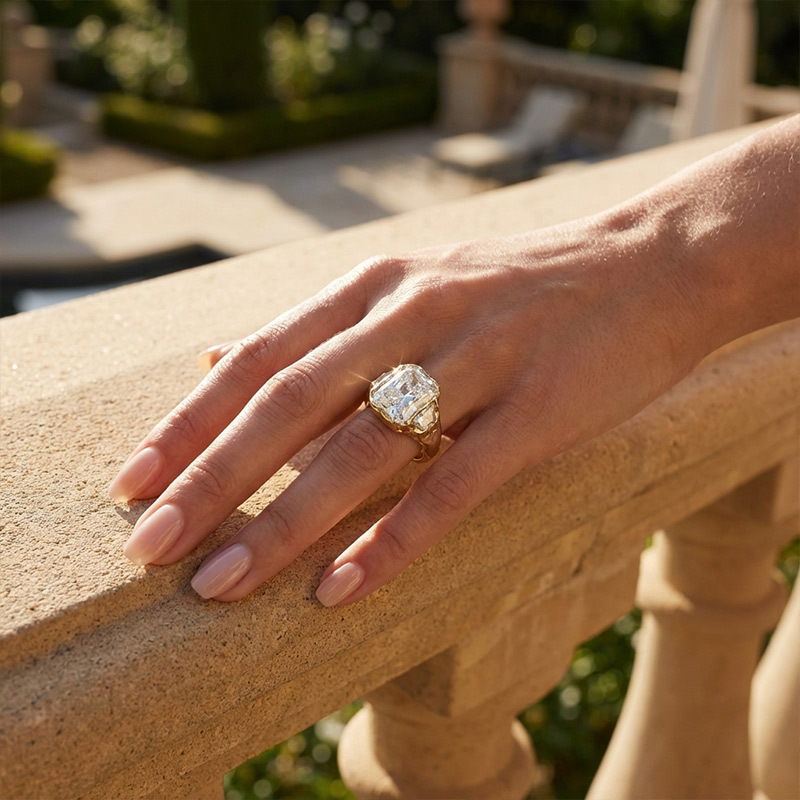 Sotiya Three Stone Radiant Cut Engagement Ring Sterling Silver-Sotiya