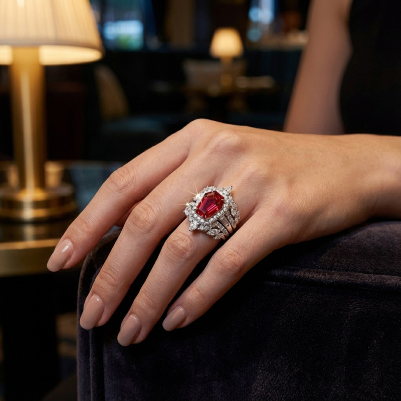 Sotiya 3PC Halo Coffin Cut Wedding Bridal Ring Set Sterling Silver-Sotiya