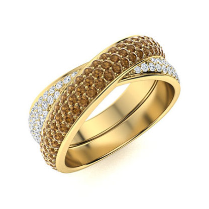 Sotiya Cross Round Cut Coffee Women's Wedding Ring Sterling Silver-Sotiya