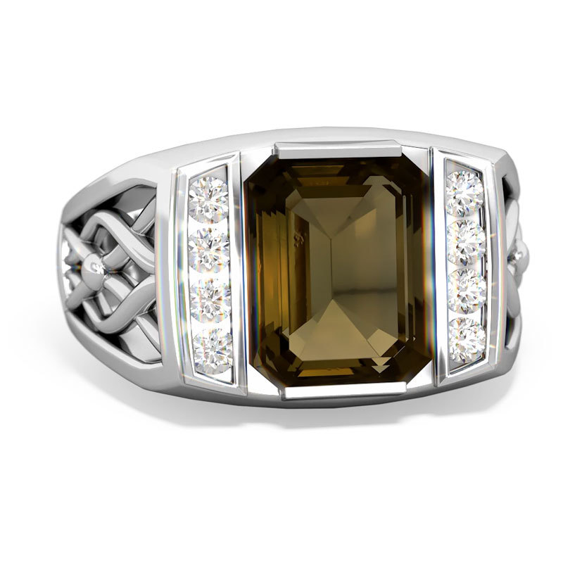 Sotiya Smoky Quartz Vine Ring Men's Wedding Ring Sterling Silver-Sotiya