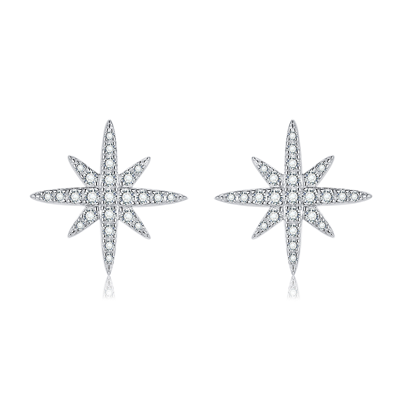 Sotiya Star Round Cut Moissanite Stud Earrings Sterling Silver-Sotiya