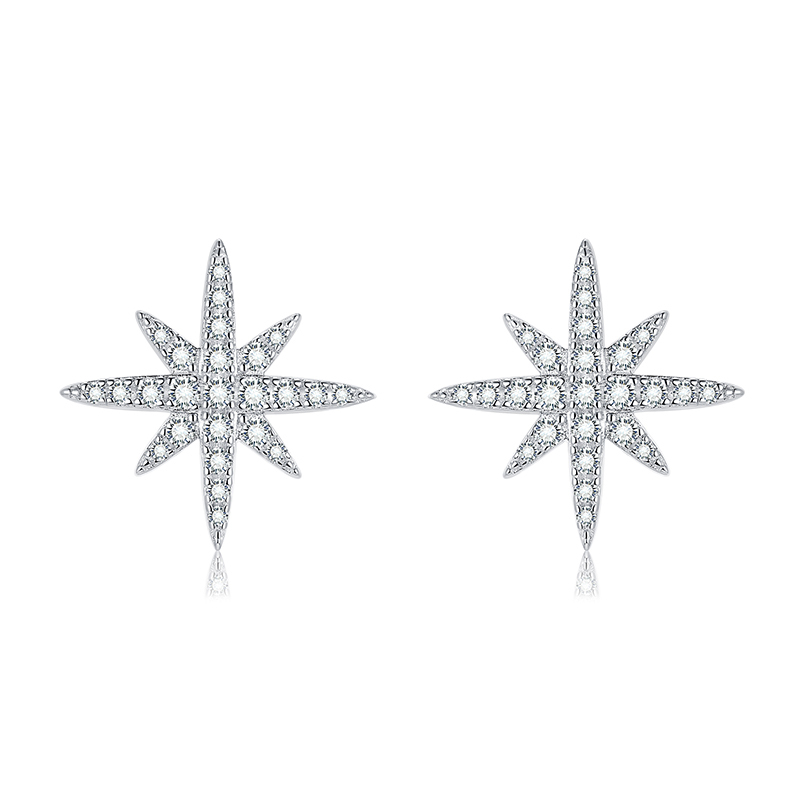 Sotiya Star Round Cut Moissanite Stud Earrings Sterling Silver-Sotiya