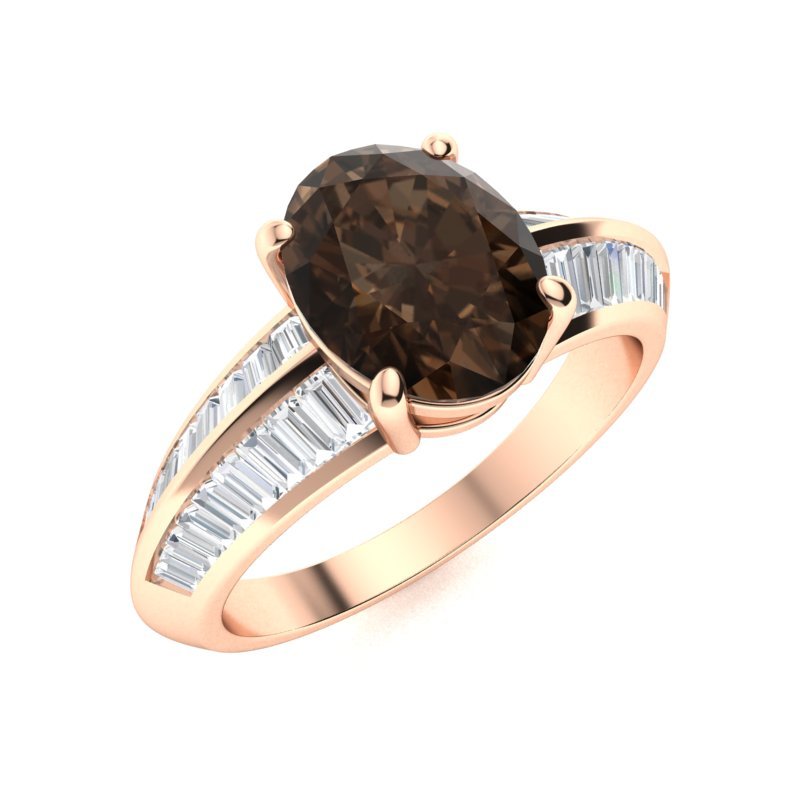 Sotiya Sidestone Coffee Oval Cut Engagement Ring Sterling Silver-Sotiya