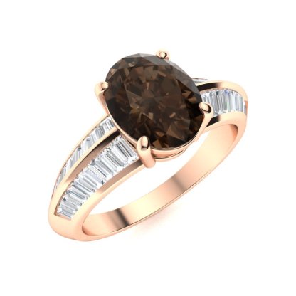 Sotiya Sidestone Coffee Oval Cut Engagement Ring Sterling Silver-Sotiya