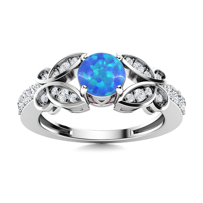 Sotiya Butterfly Round Cut Opal Engagement Ring Sterling Silver-Sotiya