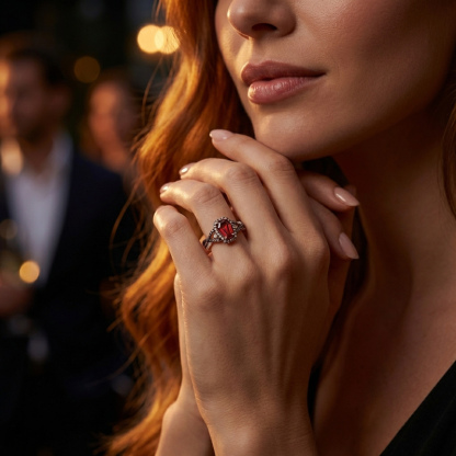 Sotiya Halo Coffin Cut Coffee Twist Shank Engagement Ring Sterling Silver-Sotiya