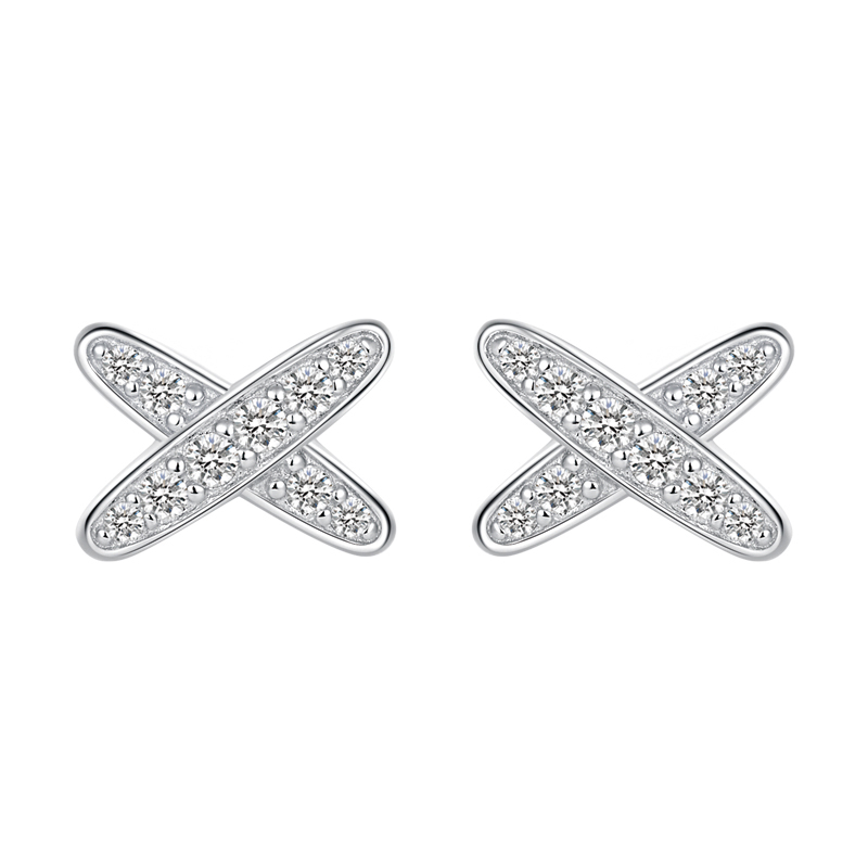 Sotiya X Design Round Cut Moissanite Stud Earrings Sterling Silver-Sotiya
