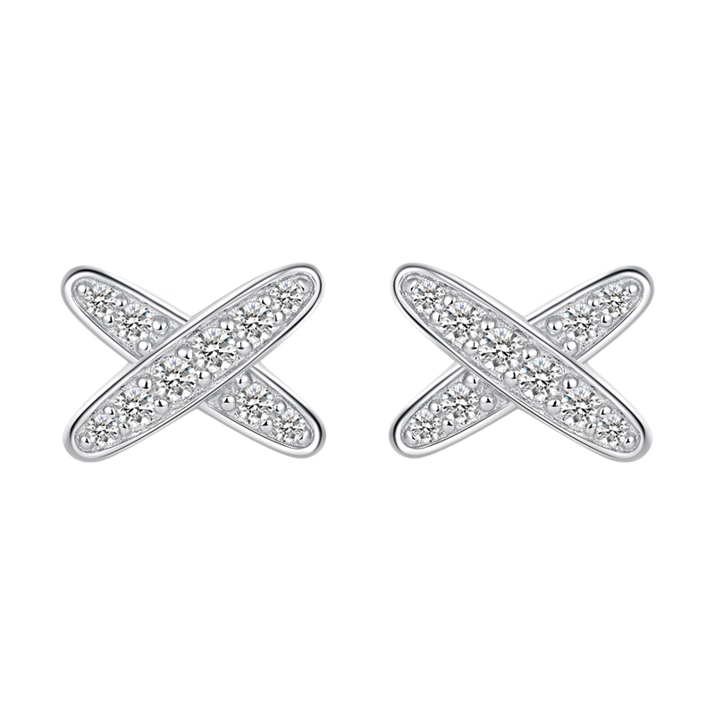 Sotiya X Design Round Cut Moissanite Stud Earrings Sterling Silver-Sotiya