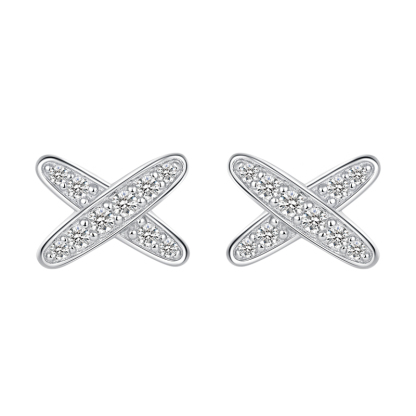 Sotiya X Design Round Cut Moissanite Stud Earrings Sterling Silver-Sotiya