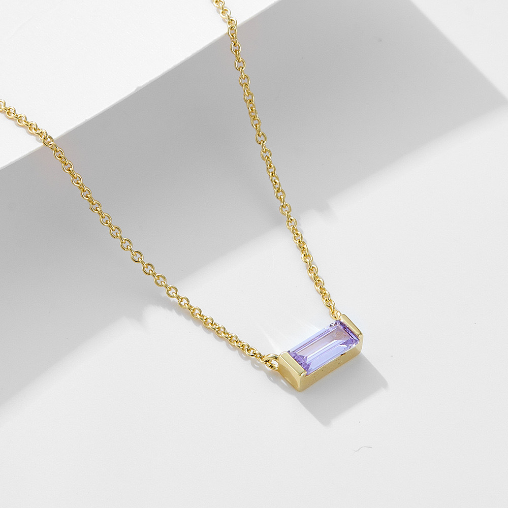 Sotiya 12 Birthstones Emerald Cut Necklace Sterling Silver-Sotiya