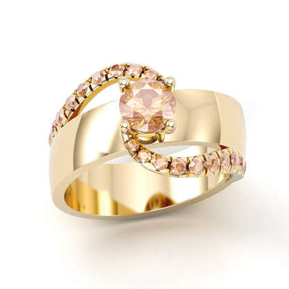 Sotiya Bypass Round Cut Cigar Coffee Engagement Ring Sterling Silver