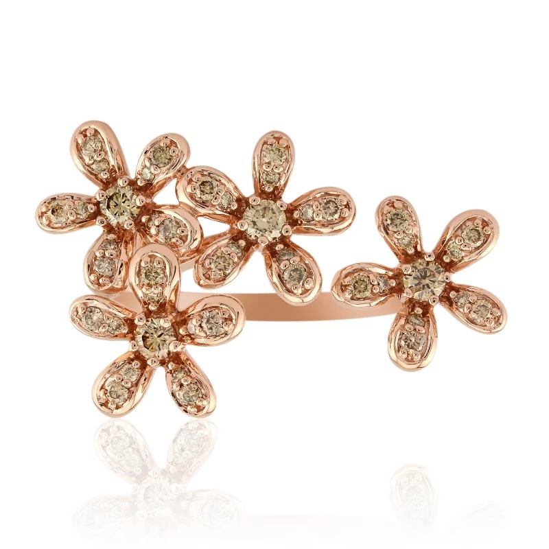 Sotiya Flower Design Coffee Cocktail Ring Sterling Silver-Sotiya