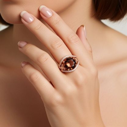 Sotiya Butterfly Round Cut Coffee Engagement Ring Sterling Silver-Sotiya