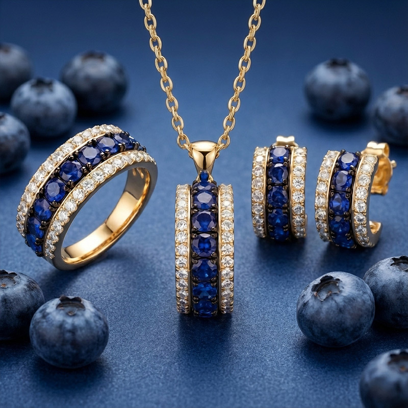 Sotiya Three-Row Round Cut Jewelry Set Sterling Silver-Sotiya